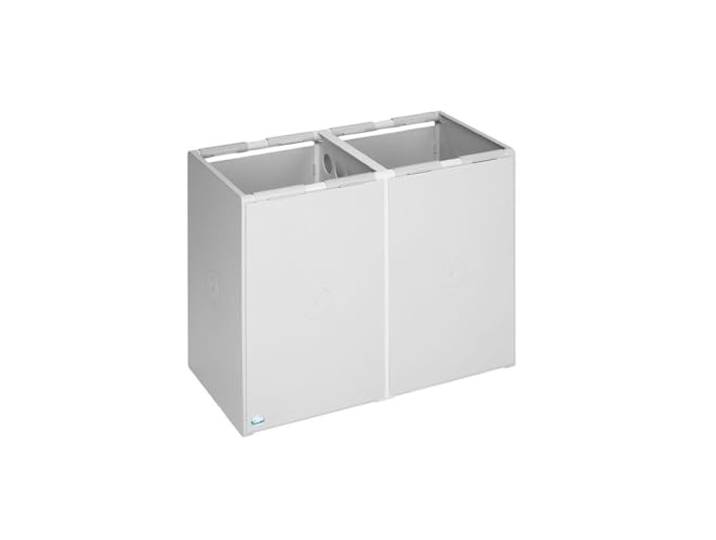 PROREGAL Robustes Abfall- und Wertstoffsammelsystem 2-Fach ohne Deckel 60 Liter, HxBxT 57x71x40,5cm Kunststoff Grau Mülleimer Abfalleimer