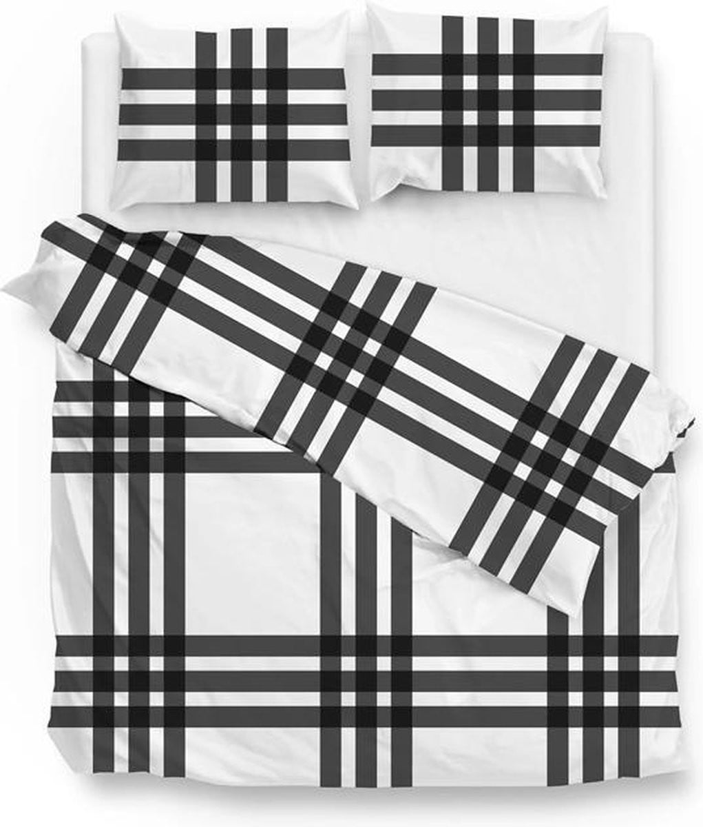 Zo! Home Square Flanel Dekbedovertrek Eenpersoons - Grey - 140x200 cm