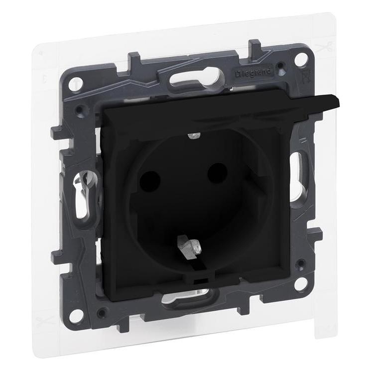 Legrand Rozetė Ip44 Su Užskl Spyr Gnybtai Juodas (863523-Legrand-)