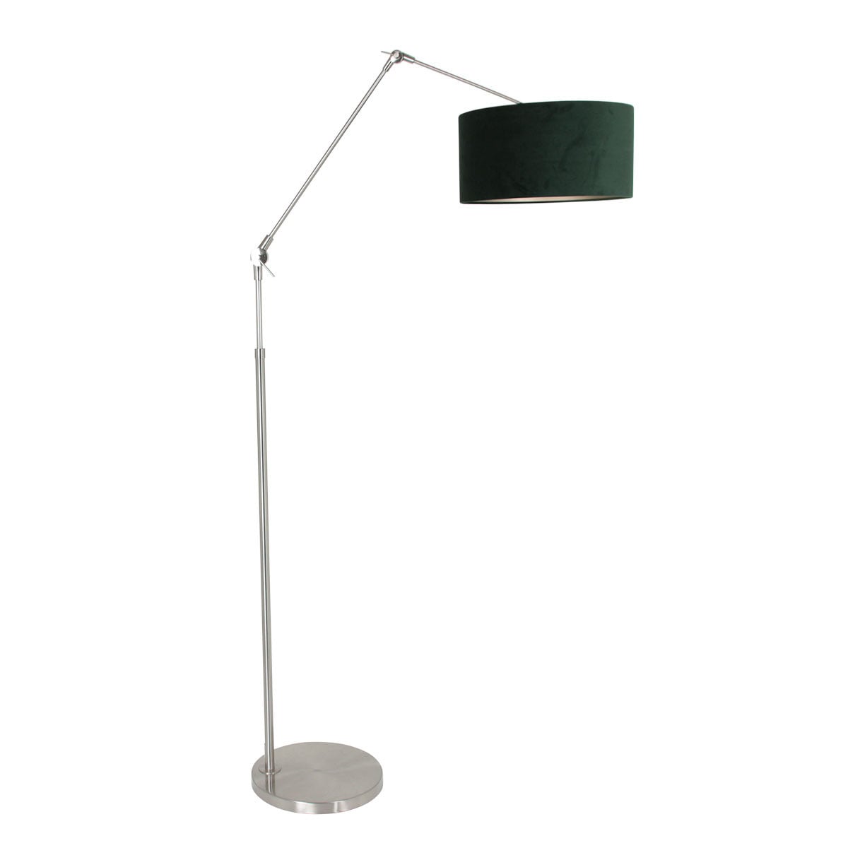 Steinhauer Prestige Chic Vloer Leeslamp RVS met Groene Velours Kap en Hoogteverstelling