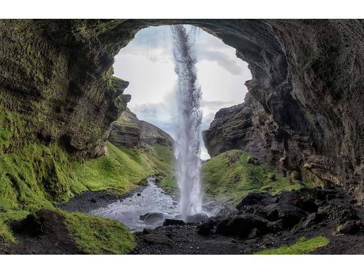 Fototapete PAPERMOON Photo-Art BRAGI KORT, VERSTECKTER WASSERFALL , bunt, B:2m L:1,49m, Vlies, Tapeten, Fototapete