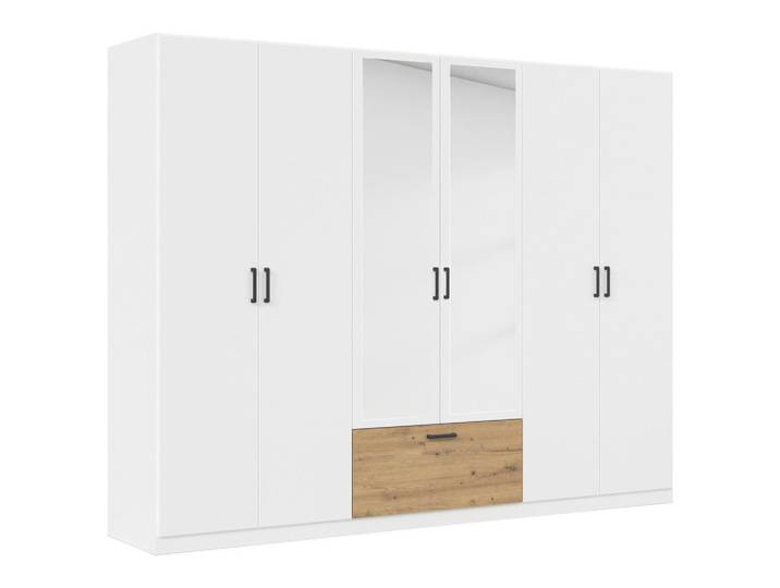Kleiderschrank, Braun & Weiß, 271x210x54 cm, Holzwerkstoff, 4 Fächer & 1 Schublade, Modern, Rauch