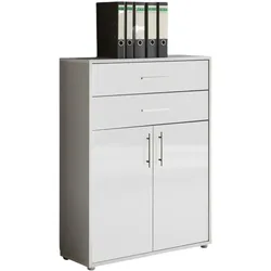 moebel-dich-auf Aktenschrank TABOR in lichtgrau / weiß Hochglanz mit zusätzlichen Schubkästen, Büroschrank, (BxHxT) 84,4x113,6x33 cm