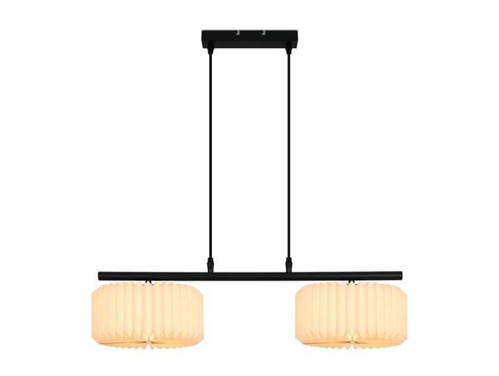 Suspension en papier et fer, blanc et noir sablé, h.144cm