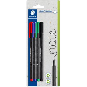 Staedtler Fineliner Triplus 334-S BK4, farbig sortiert, Strichbreite 0,3 mm, 4 Stück