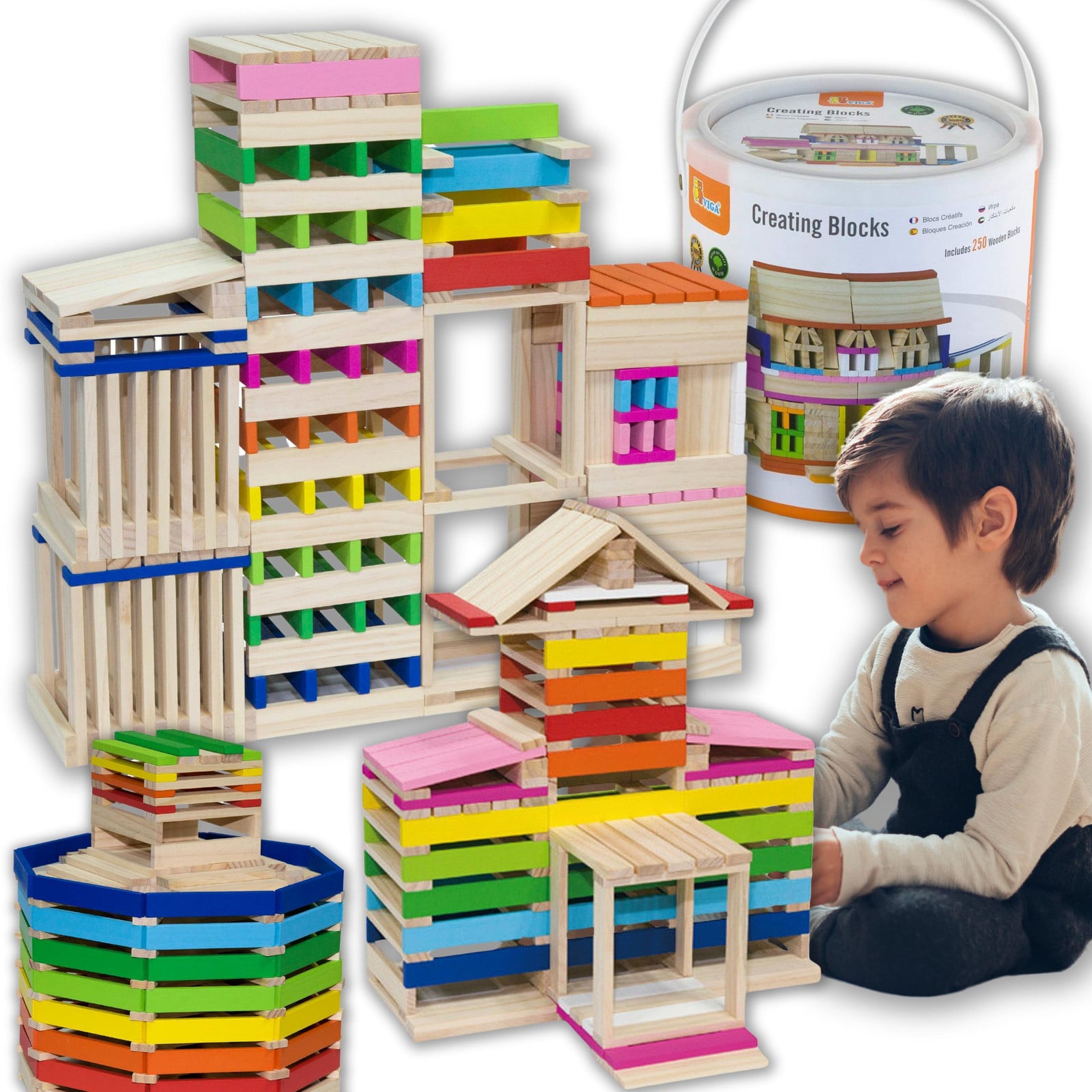 Vigatoys Viga Houten Bouwstenen Gebouwen