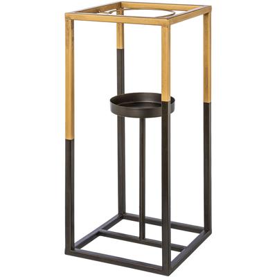Kerzenhalter CREATIV DECO, gold (goldfarben), B:21cm H:50cm T:21cm, Metall, Kerzenhalter, Kerzenhalter, mit Glas, für Stumpenkerzen, Höhe ca. 50 cm