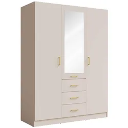 DREHTÜRENSCHRANK NEVARIS 150,5/200,5/58cm 3-türig mit Spiegel Sandbeige