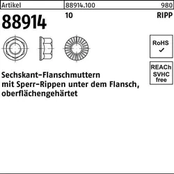 Sechskantflanschmutter R 88914 Sperr-Ripp M10 10 200 Stück