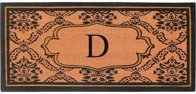 "A1 Home Collections Uriel Treated Coir Monogrammed Entry Double Door Mat 30""x 60"""