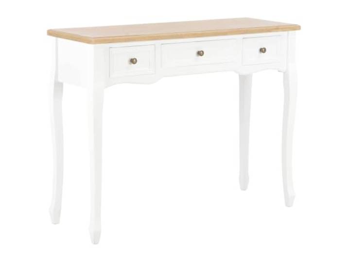 KLGBNCVE Konsolentisch Frisiertisch mit 3 Schubladen Weiss MDF Kiefernholz Weiß lackiert, kompakt, vielseitig, MDF, Kiefernholz, 3 Schubladen, Flur, Wohnzimmer