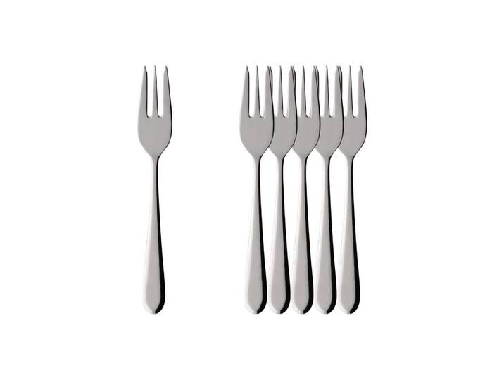 Villeroy & Boch Kuchengabel Oscar edelstahl 15,8 cm 6er Set, Silberfarben, Metall, Besteck, Gabeln