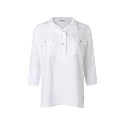 Kurzarmbluse MAERZ MUENCHEN "Maerz Muenchen 190500 Kurzarmbluse Damen Bekleidung", Damen, Gr. 40, weiß, 94% Lyocell, 6% Leinen, Blusen