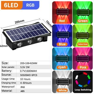 Multisell Products Hub Solar Waterproof Up And Down Luminous Lighting For House Garden Exterior Wall Decoration rgb 6led 1pcs