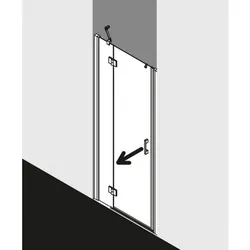 Kermi Liga Schwingtür mit Festfeld LISTL10520VAK 105x200cm, silber/hochglanz, links, auf Duschwanne