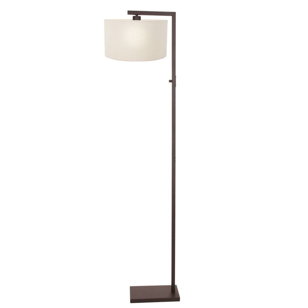 Steinhauer Vloerlamp met witte stoffen kap en metalen stang