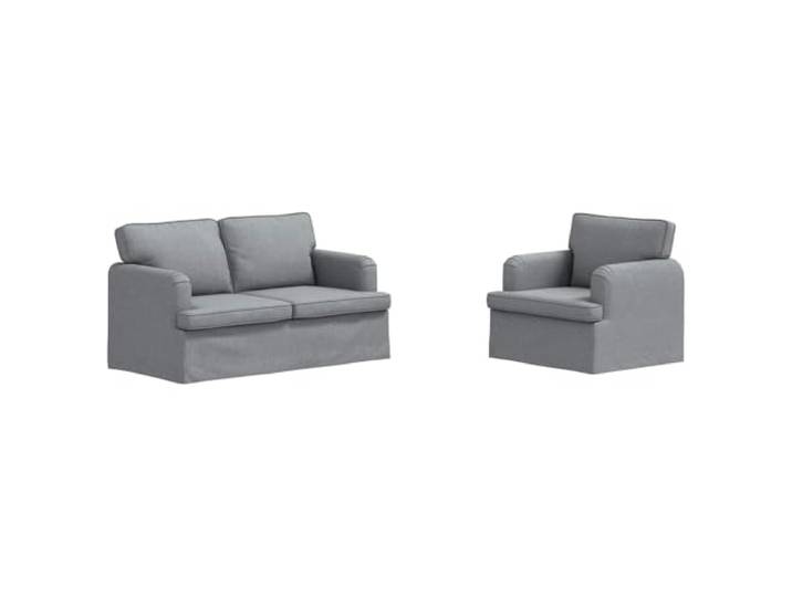IBUQDDV Sofa Set 2 STK. Hellgrau Stoff Modulares Ecksofa Metallrahmen,weicher Stoff,atmungsaktiv,ergonomische Kissen,Holzwerkstoff Armlehnen,leichte Beine