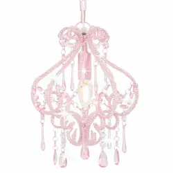 vidaXL Deckenleuchte mit Perlen Rosa Rund E14