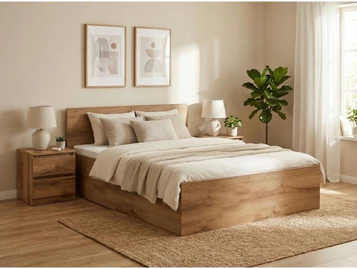 Bett SOFIA 120 x 200 cm, Eiche-Artisan Matratze: Matratze Coco Maxi 20 cm, Lattenrost: Mit Lamellenrost