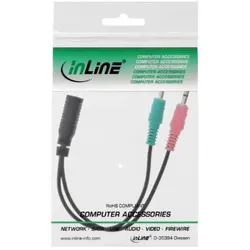 INLINE Audio Y-Kabel, 2x3,5mm Klinke St/3,5mm Klinke Bu, OMTP, 0,15m