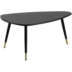 KADIMA DESIGN Couchtisch 90x60x41 cm mit Marmor Optik Schwarz, Dreibein Wohnzimmertisch mit Metall-Gestell, Sofatisch Dreieckig Tisch Wohnzimmer,