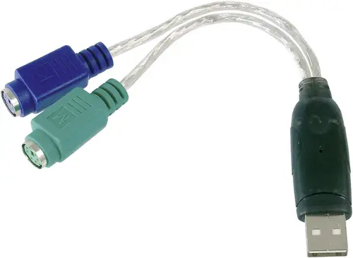 Digitus USB / PS/2 Tastatur/Maus Adapterkabel [1x USB 2.0 Stecker A - 2x PS/2-Buchse] 10.00 cm Transparent