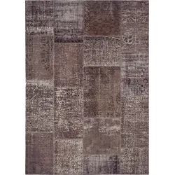 Vintage Teppich Patchwork 120 x 180 cm Mischgewebe Grau Anthrazit