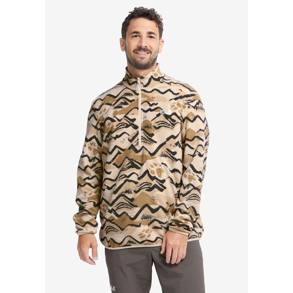 Jack Wolfskin PAW ERA 100 Print Half Zip M mountain paw oyster (T0436) M A65984_T0436_A08