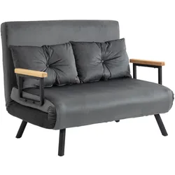 Schlafsofa, Zweisitzer mit Bettfunktion, Schlafcouch mit Samtoptik Grau