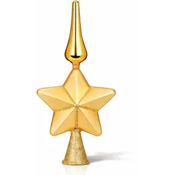 Holly & Jolly Christbaumspitze Stern mit Glitzer aus Glas 29cm 1 Stück Inkagold