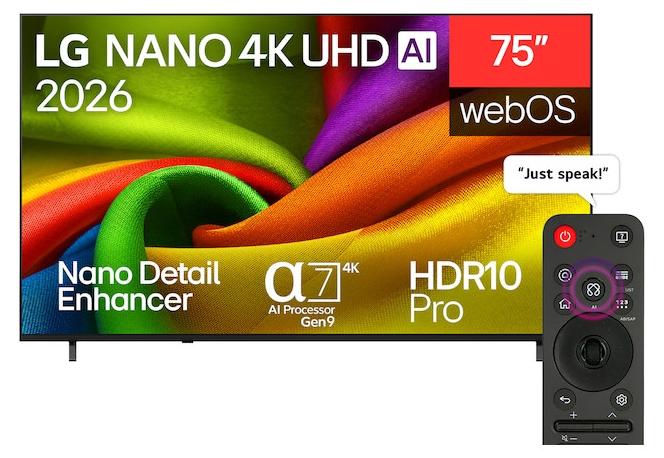 LG NANO 4K UHD AI 75NU850B6LA, 190,5 cm (75"), 3840 x 2160 Pixel, LED, Smart-TV, WLAN, Schwarz