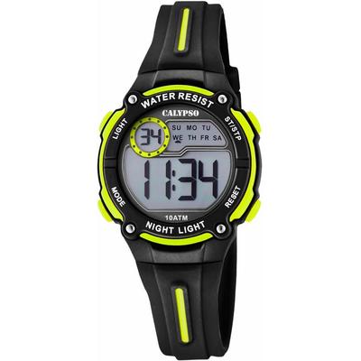Chronograph CALYPSO WATCHES "Digital Crush", schwarz (schwarz, neongelb), Armbanduhren, Kinder, Chronograph, Armbanduhr, Quarzuhr, Kinderuhr, Datum, digital, Stoppfunktion