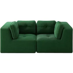 Merax 2-Sitzer Modulares Sofa, Cloud Sofa Cord rahmenlos, Lounge Sofa bodennah, mit breiten Armlehnen, Grün