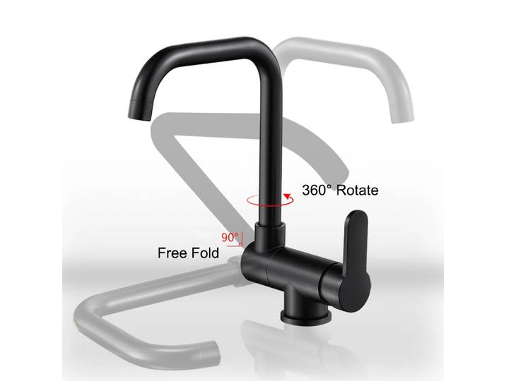 Robinet de cuisine à poser sur fenêtre 360° ° Robinet mélangeur pliable à 2 modes de pulvérisation, accessoires d'évier pliables à poignée unique