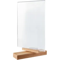 SPRINTIS Tischaufsteller A4 Hochformat mit drehbarem Acryldisplay und Holzfuß aus Eiche, doppelseitiger Menükartenhalter, ideal für Restaurants, Messen und Büros, Acryl (PMMA)