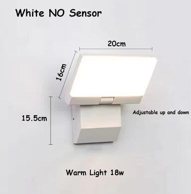 Inspire Curations Foldable LED Motion Sensor Outdoor Wall Light 18W IP65 Waterproof Security Sconce white No Sensor