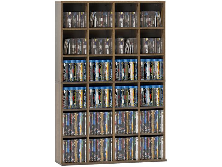 HOMCOM Rangements pour CD et DVD, meuble de rangement multimédia avec 24 compartiments, capacité max. 456 CD/ 336 DVD, bibliothè