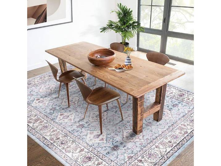 Tapis floral vintage - LUNSY - Lavable en machine - 160x230 cm - Cachemire synthétique - Motif floral