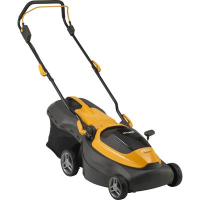 Akkurasenmäher STIGA GARDEN "Collector 140e", gelb, B:43,5cm H:121,5cm T:137,2cm, Rasenmäher, mit 2 Akkus 20V/4Ah und Doppel-Ladegerät
