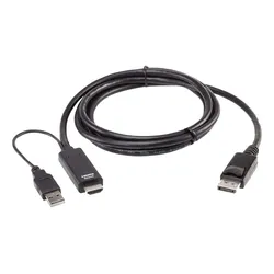 Aten HDMI/USB A – DisplayPort (1.80 m), Videokabel, Schwarz