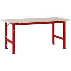 Manuflex AS0031.3003 Packtisch PACKPOOL Standard mit Melaminplatte, BxTxH = 2000 x 800 x 760-870 mm Rubin-Rot