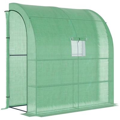 STILVORA Anlehngewächshaus Foliengewächshaus 200x100x215 cm mit 2 Rolltüren und Meshfenstern UV Schutz PE Folie Stahlrahmen Grün für Pflanzen