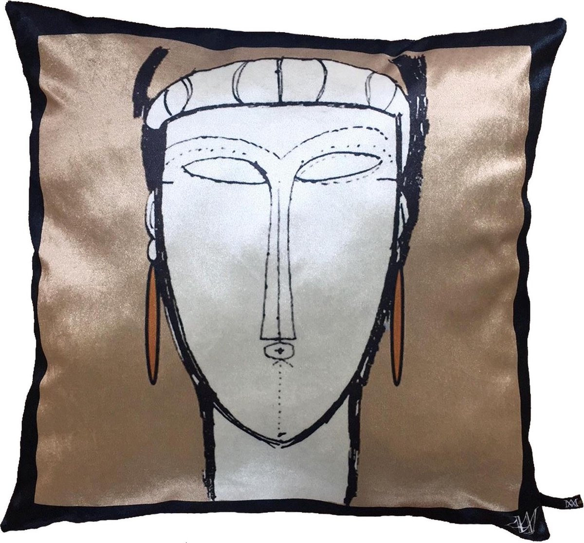 MA-FEELING Sierkussen Mask Goudkleurig - Fluweel - 45 x 45 cm