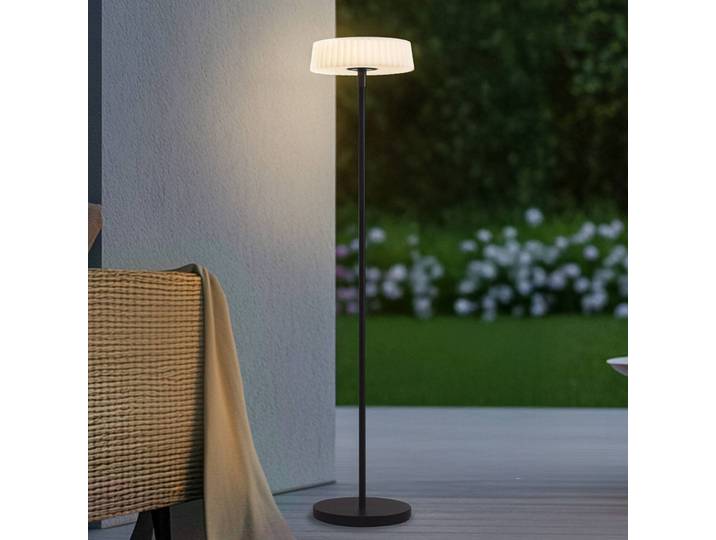 Lindby LED-Solar-Stehlampe Samine, schwarz, Metall, dimmbar Samine Lindby,, schwarz, Metall, Modern, Solarleuchte