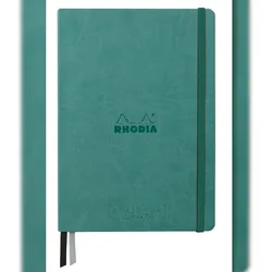 Rhodiarama, Goalbook Creation A5 mit festem Umschlag, 80 Blatt glattes, schwarzes Mayapapier punktkariert/dot 120g, - Wassergrün 194448C