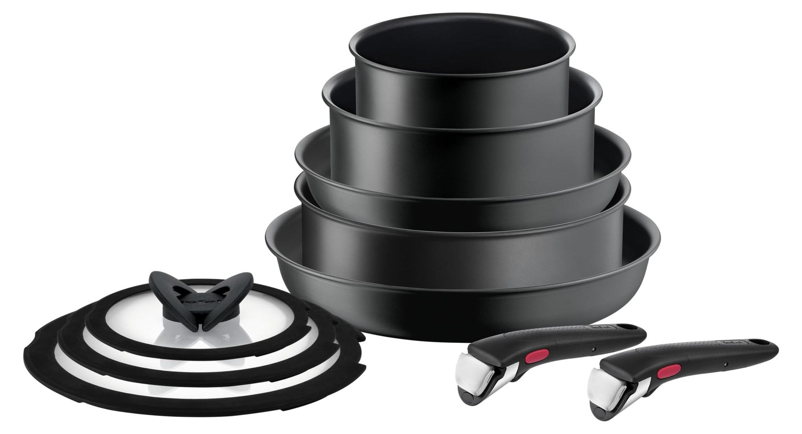 Tefal Ingenio Unlimited L76491 Mixset Zwart Aluminium met Titanium Coating en Glas