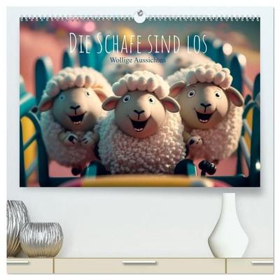Die Schafe sind los Wollige Aussichten (hochwertiger Premium Wandkalender 2027 DIN A2 quer), Kunstdruck in Hochglanz