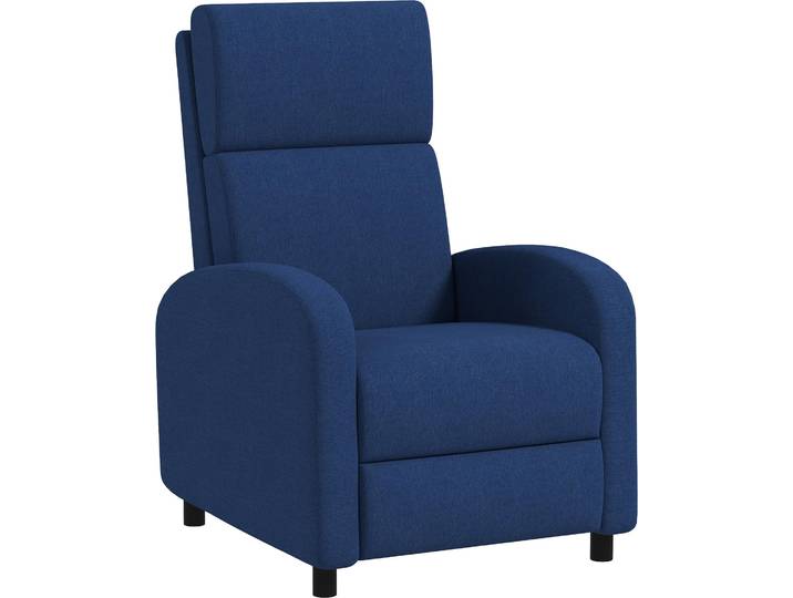 HOMCOM Fauteuil relax fauteuil de relaxation inclinable salon avec dossier réglable jusqu'à 160° manuellement\, repose-pieds intégré pour salon chambre bureau home cinéma\, charge 120 kg\, bleu