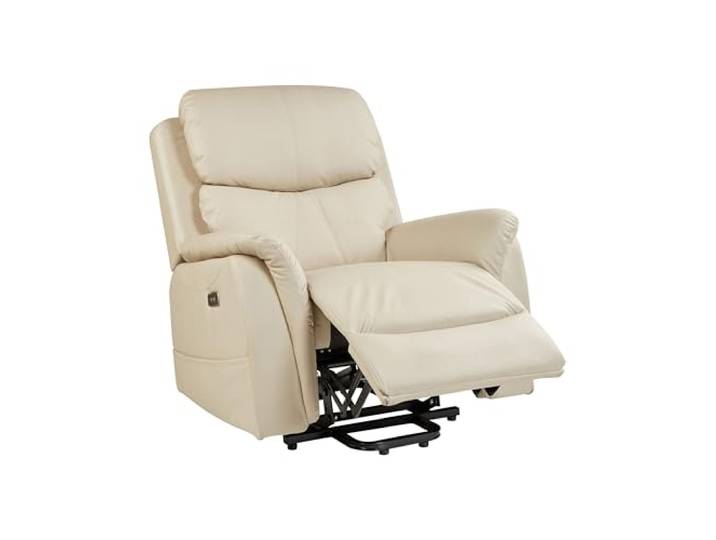 Beliani Sessel Stoff Hellbeige Aufstehhilfe Relaxfunktion elektrisch verstellbar Glorie