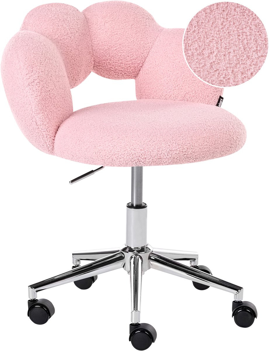 Beliani Kinderbureaustoel - Roze - Bouclé